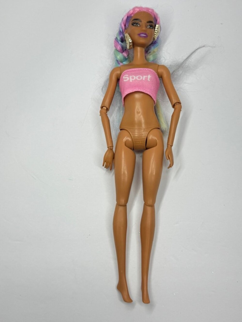 Rainbow Hair Barbie Doll Mattel 2015 Sport Top Multicolor Braids Articulated Pre